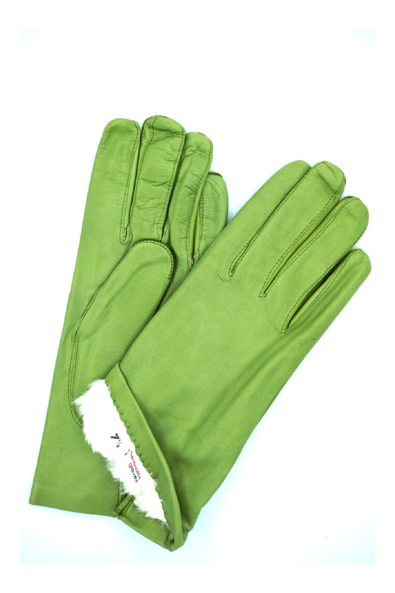 sermoneta handschuhe Sermoneta Gloves 1022 Classic Leather Gloves Lined White Rabbit Woman Pistachio 2BT Shop Online