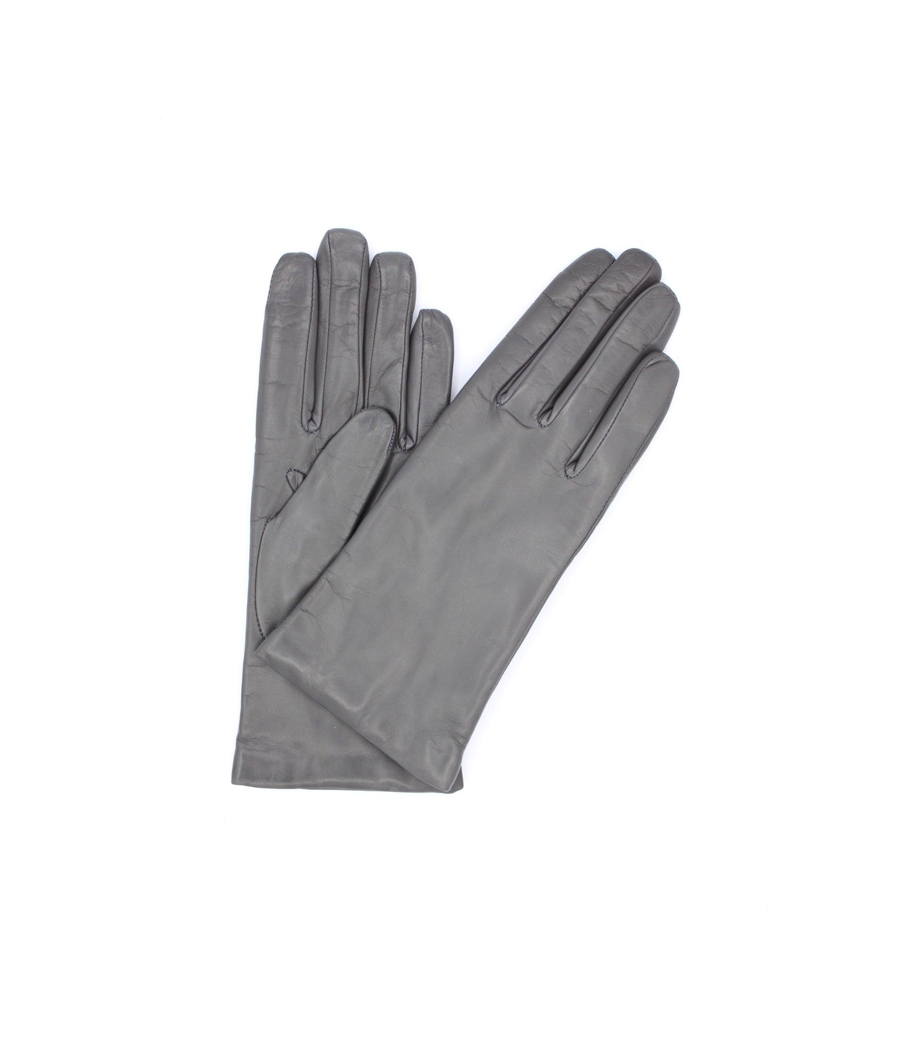 1011 Classic Kid Leather Gloves Cashmere Lined Medium Grey 