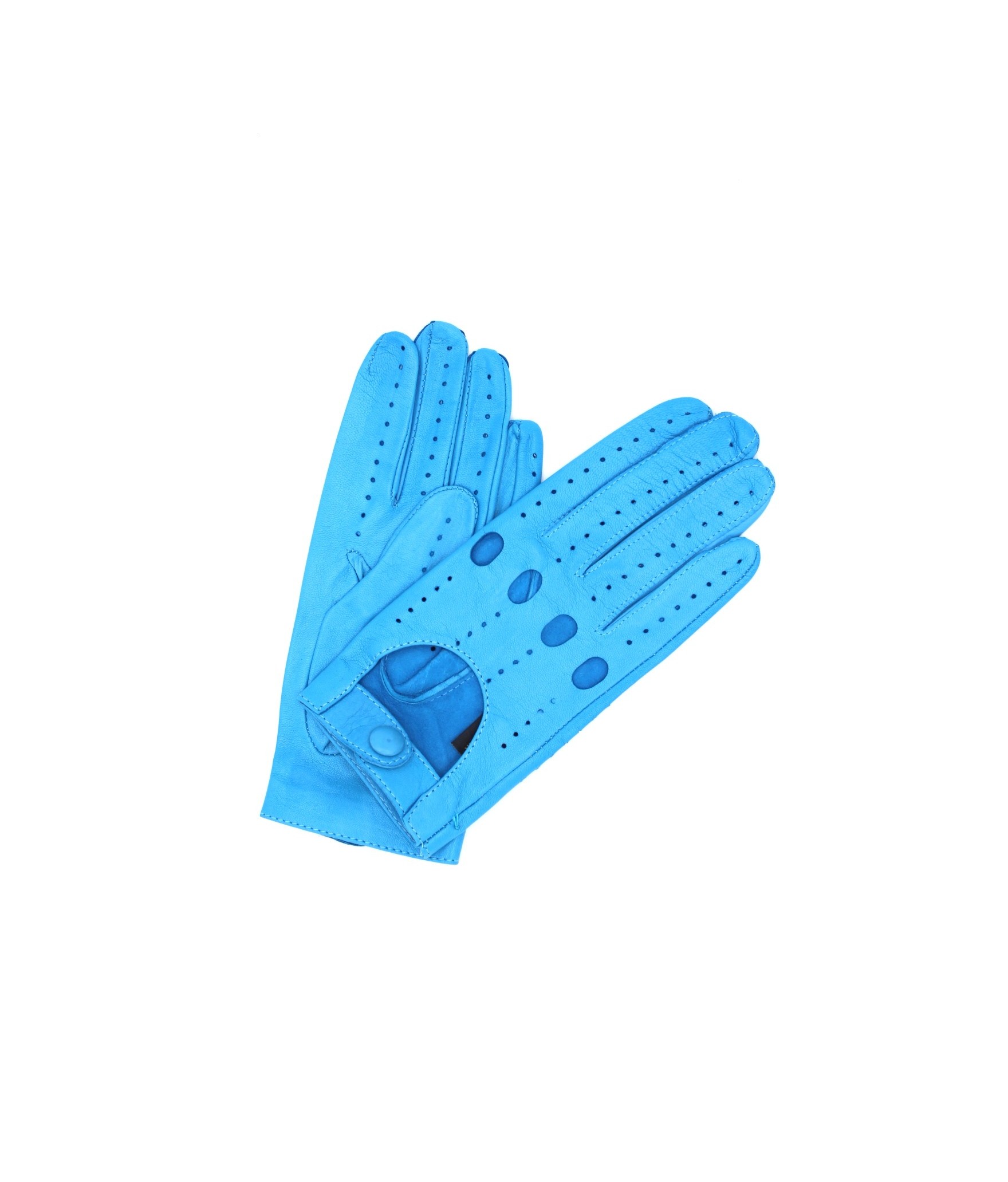 1028 Full Finger Kid Leather Driving Gloves Unlin. Turquoise 
