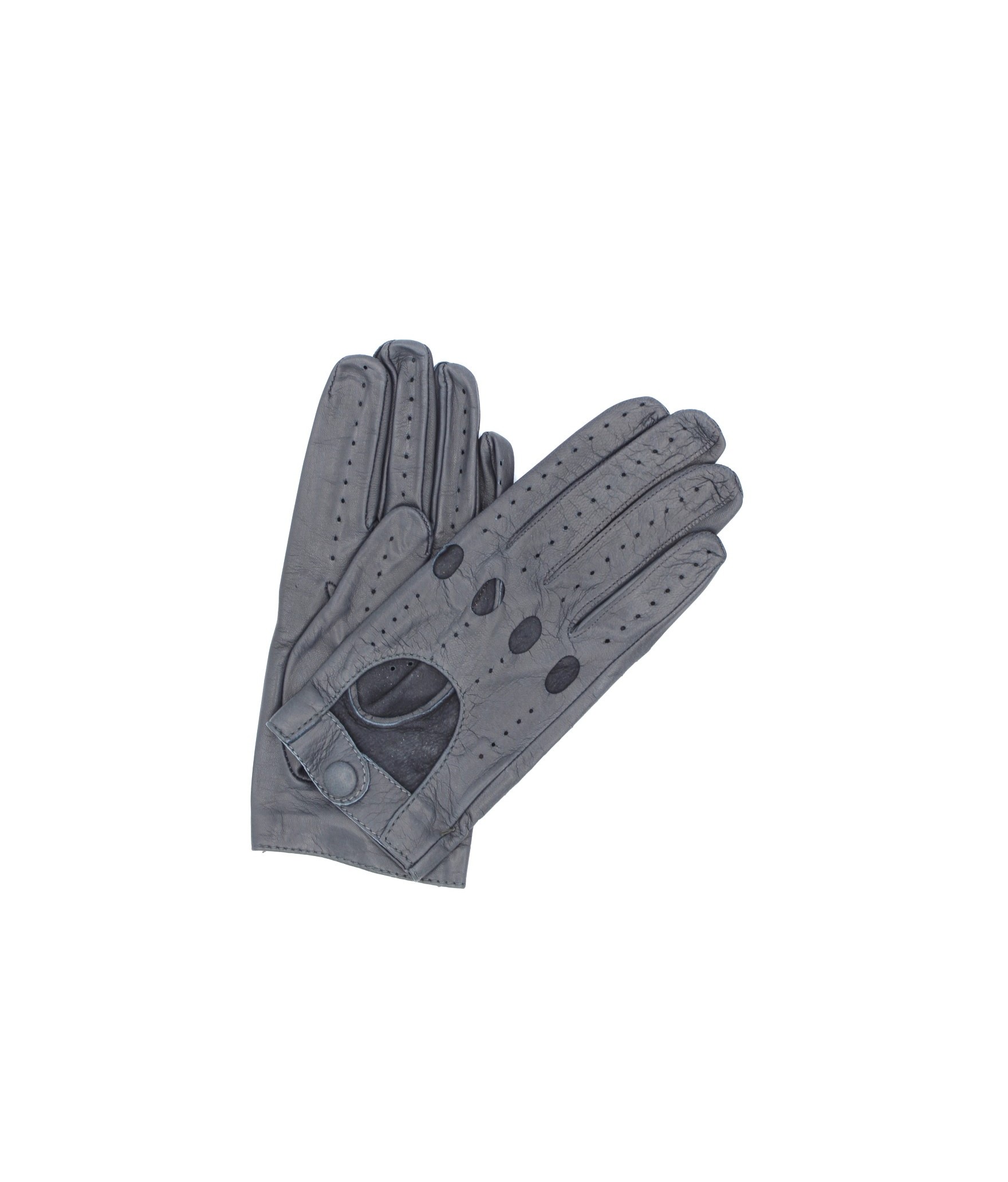 1028 Full Finger Kid Leather Driving Gloves Unlin. Dark Grey 