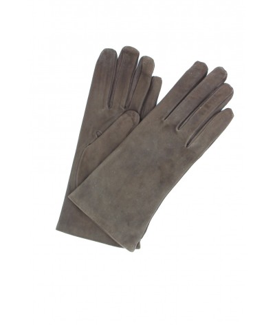 1019 Classic Suede Gloves Cashmere  Lined Dark Brown 