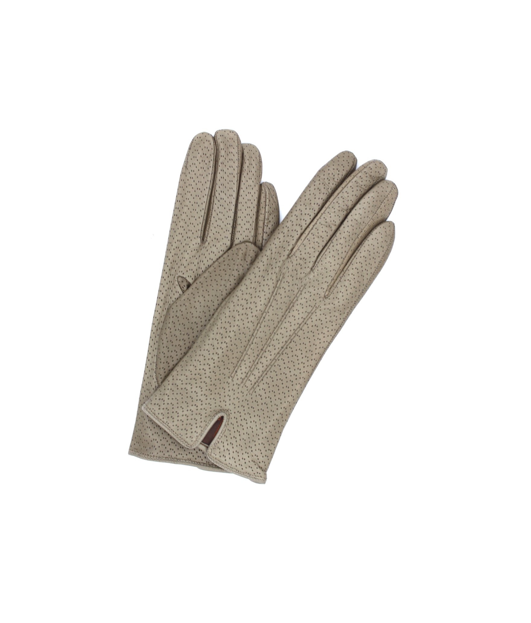 1922 Kid Leather Gloves Cashmere Lined Perf. Taupe 
