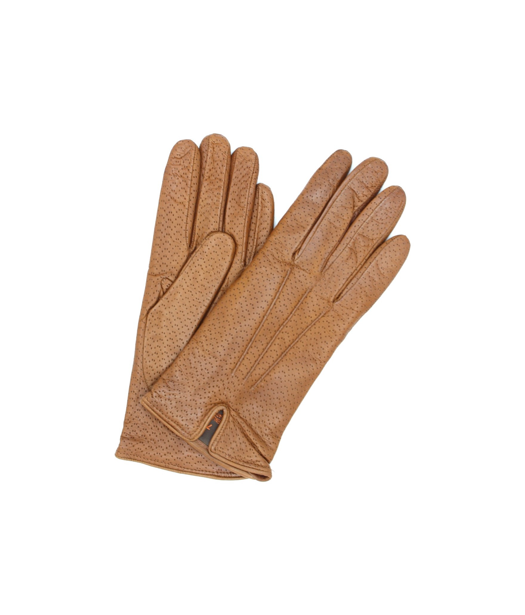 1922 Kid Leather Gloves Cashmere Lined Perf. Tan 