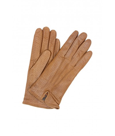 1922 Kid Leather Gloves Cashmere Lined Perf. Tan 