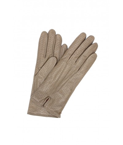 1922 Kid Leather Gloves Cashmere Lined Perf. Mud 