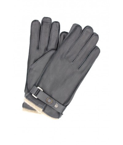 1311 Deer Skin Gloves Cashmere Lined with Belt Navy 