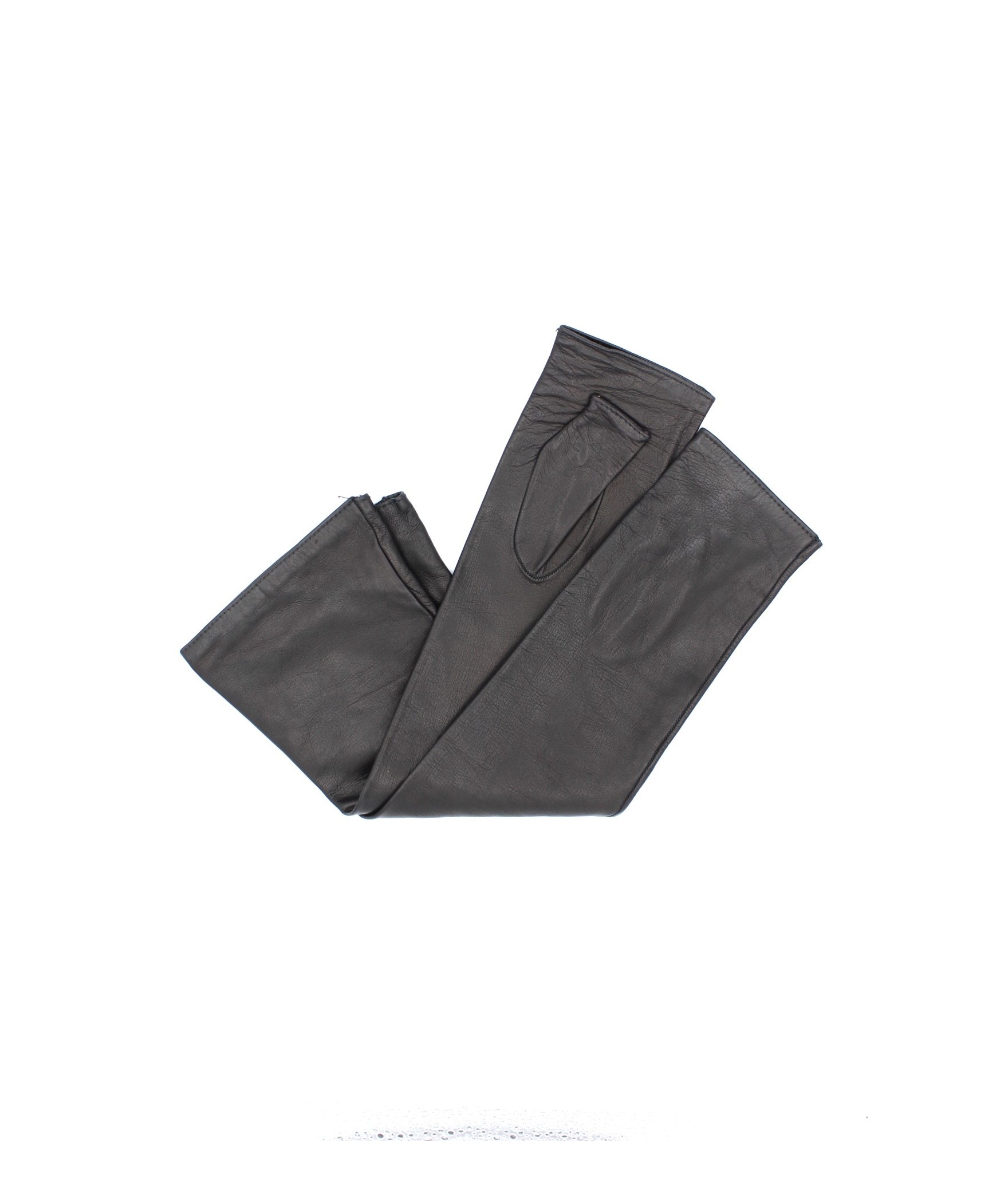 1185 Fingerless Kid Leather Gloves Silk Lined Black 