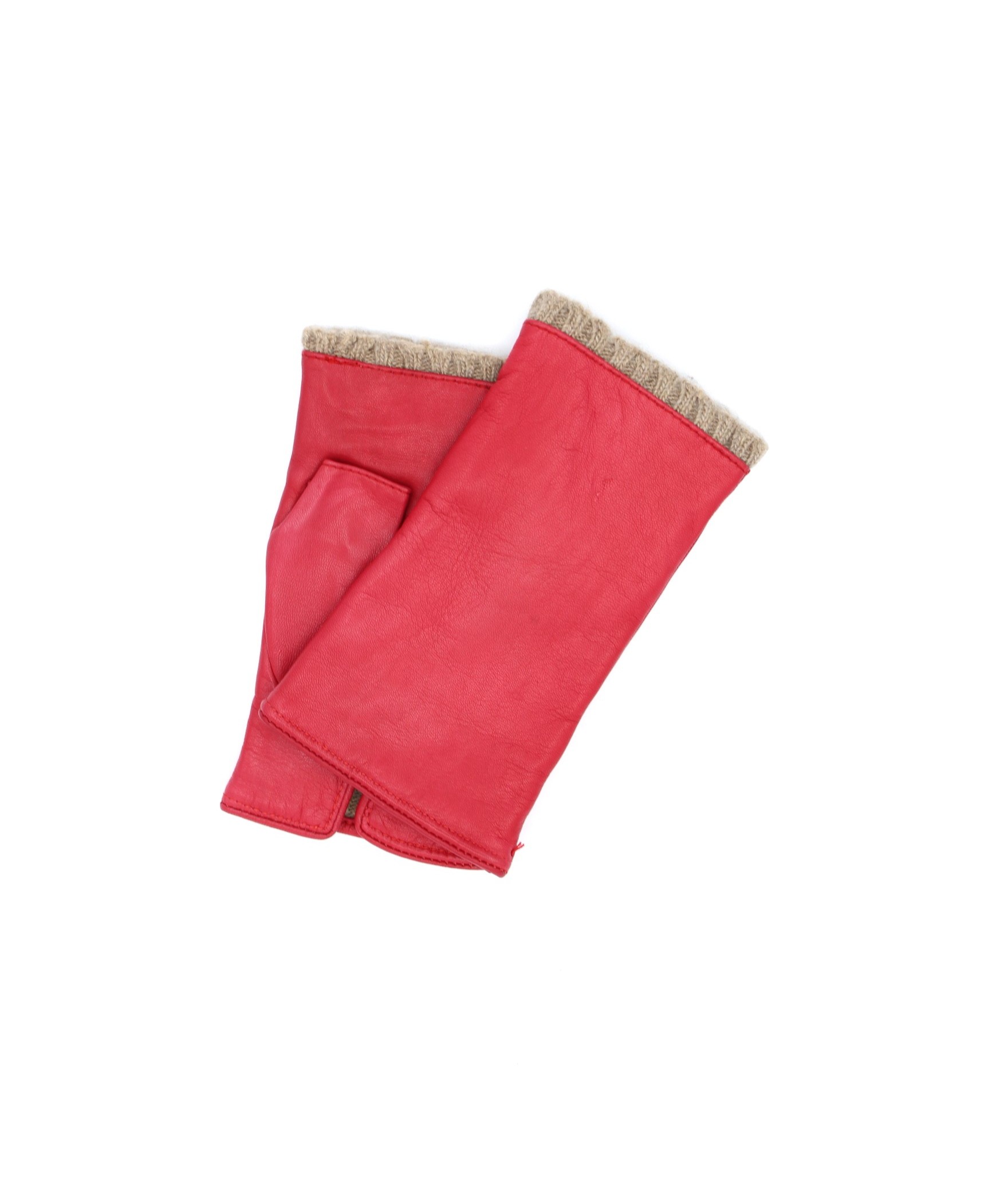 Fingerless Kid Leather Cashmere Lined RED11 