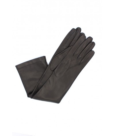 1644 Kid Leather Gloves Silk Lined Elbow Length Black 