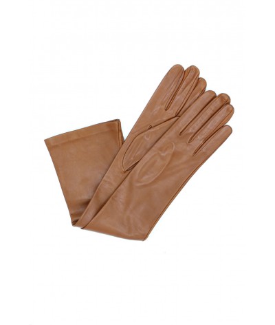 1644 Kid Leather Gloves Silk Lined Elbow Length Tan 