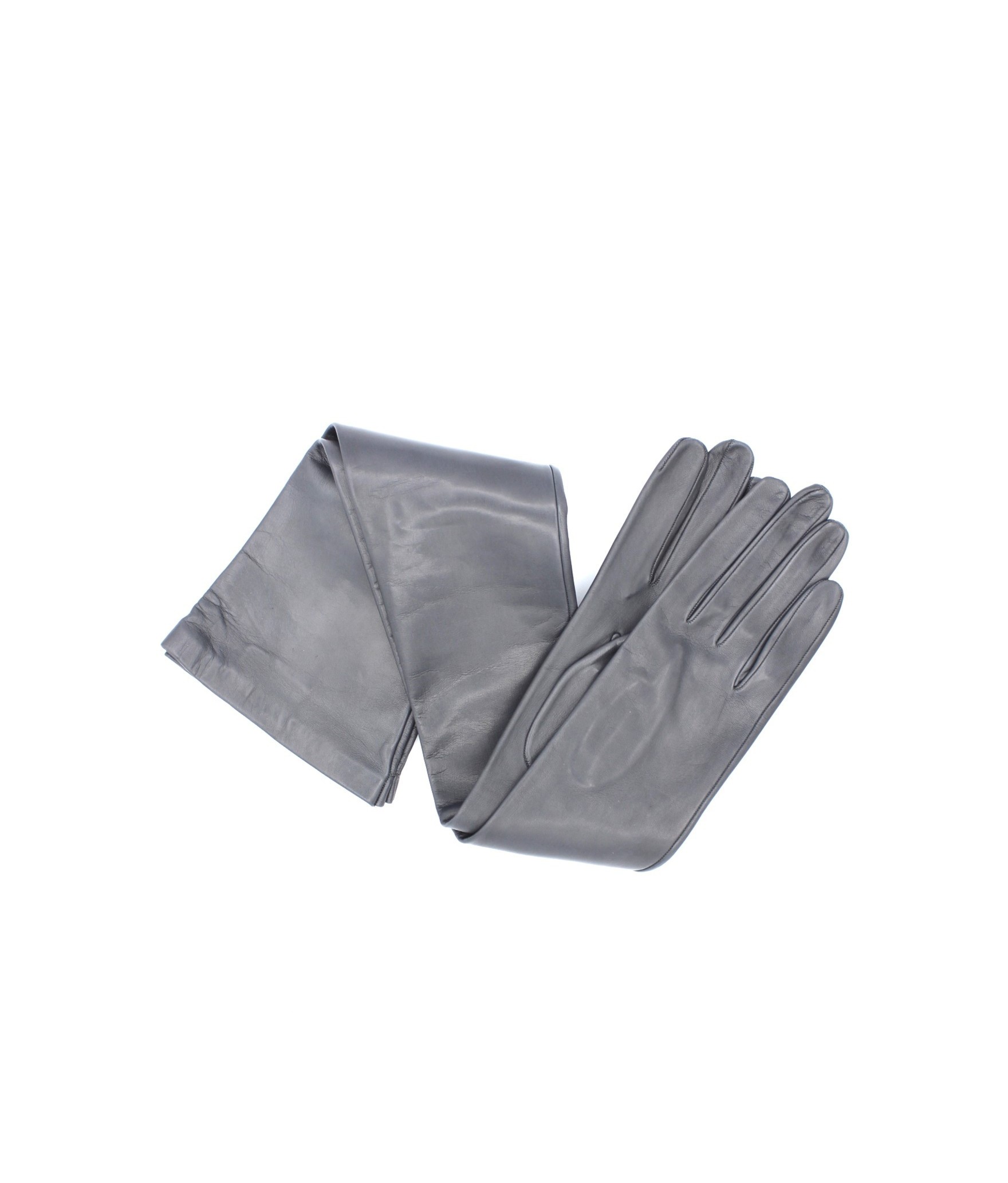 1009 Kid Leather Opera Gloves  Silk Lined Dark Grey 