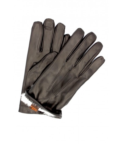 1296 Classic Kid Leather Gloves Rabbit Fur Lined Black 