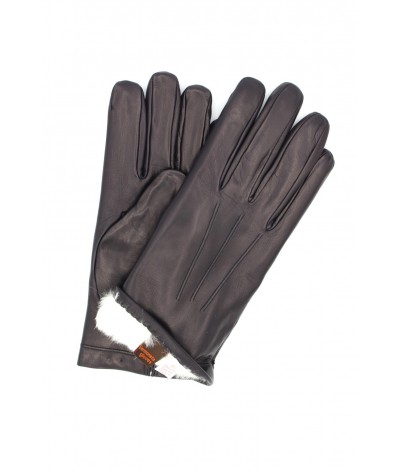 1296 Classic Kid Leather Gloves Rabbit Fur Lined Navy 
