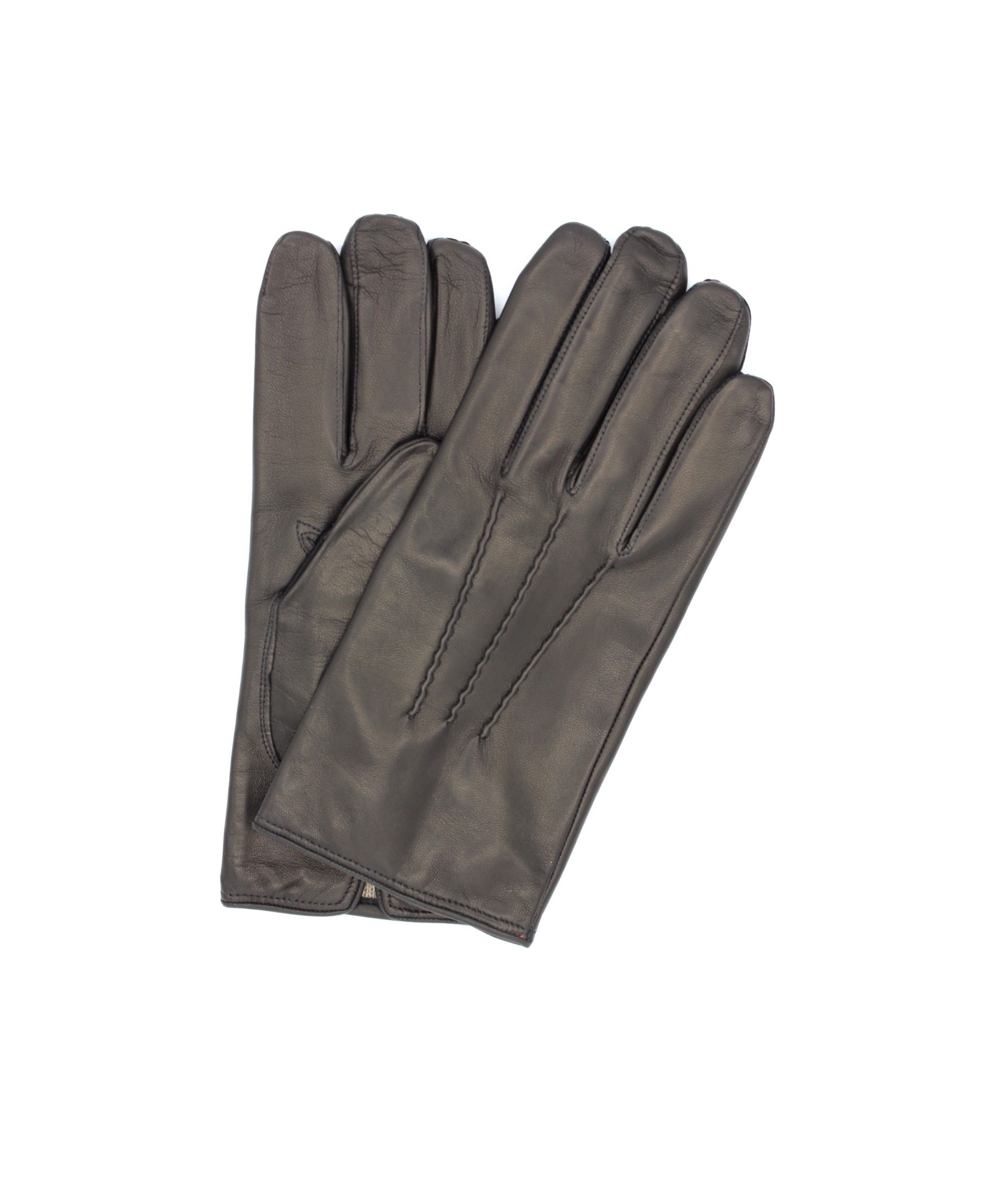 1294 Classic Kid Leather Man Gloves Cashmere Lined Black 