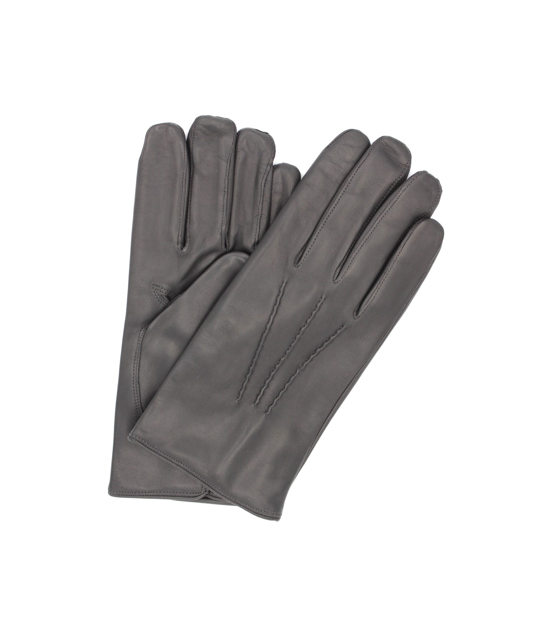 1294 Classic Kid Leather Man Gloves Cashmere Lined Dark Grey 