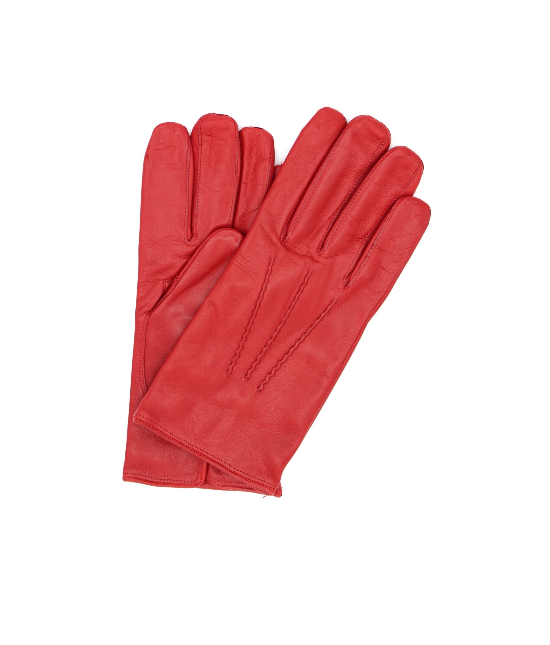 1294 Classic Kid Leather Man Gloves Cashmere Lined Red 
