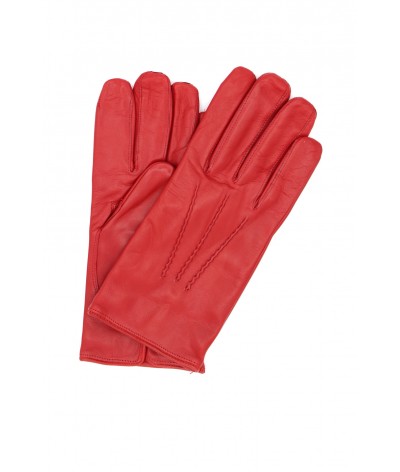 1294 Classic Kid Leather Man Gloves Cashmere Lined Red 