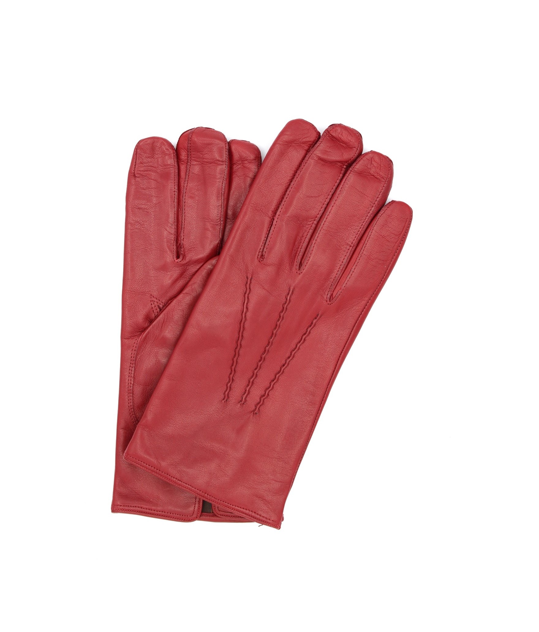 1294 Classic Kid Leather Man Gloves Cashmere Lined Dark Pink 
