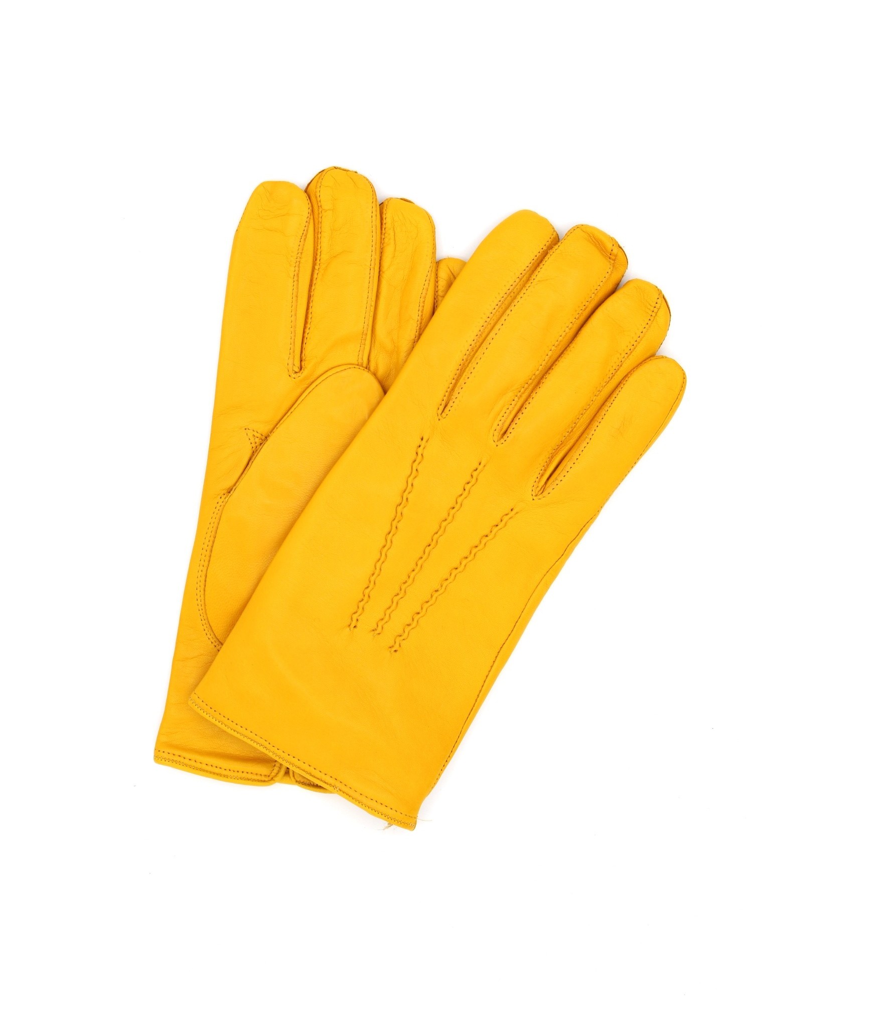 1294 Classic Kid Leather Man Gloves Cashmere Lined Mustard 