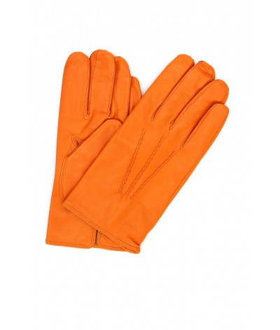 1294 Classic Kid Leather Man Gloves Cashmere Lined Orange 