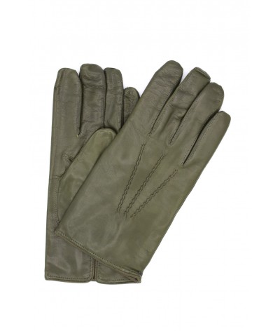 1294 Classic Kid Leather Man Gloves Cashmere Lined Military green 