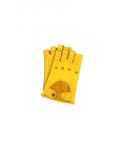 1029 Half Finger Kid Leather Driving Gloves Unlin. Yellow 