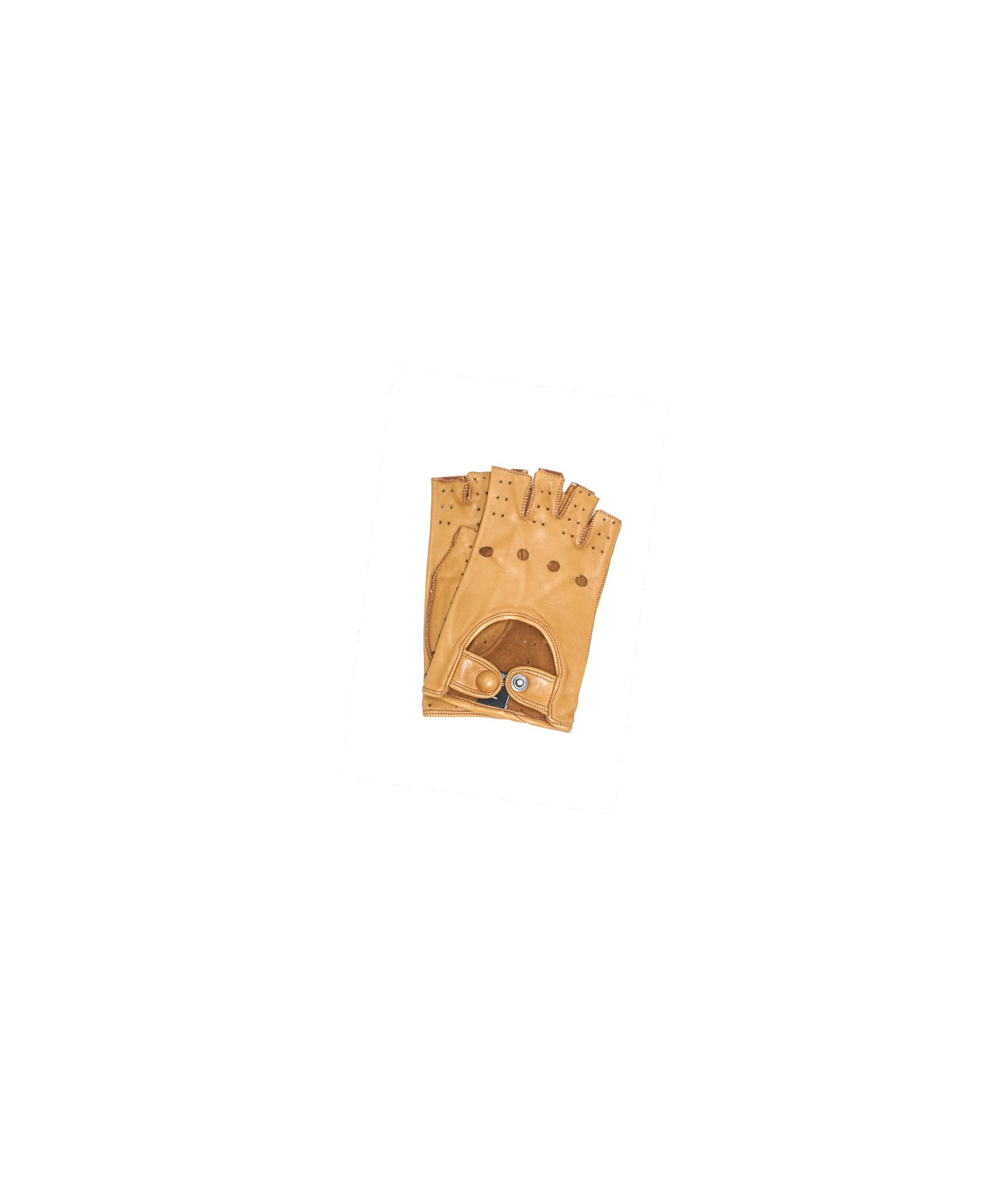 1029 Half Finger Kid Leather Driving Gloves Unlin. Camel 
