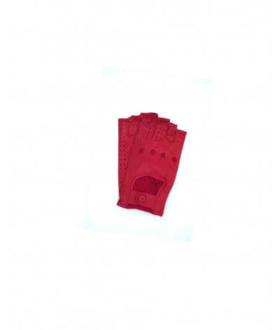 1029 Half Finger Kid Leather Driving Gloves Unlin. Red 