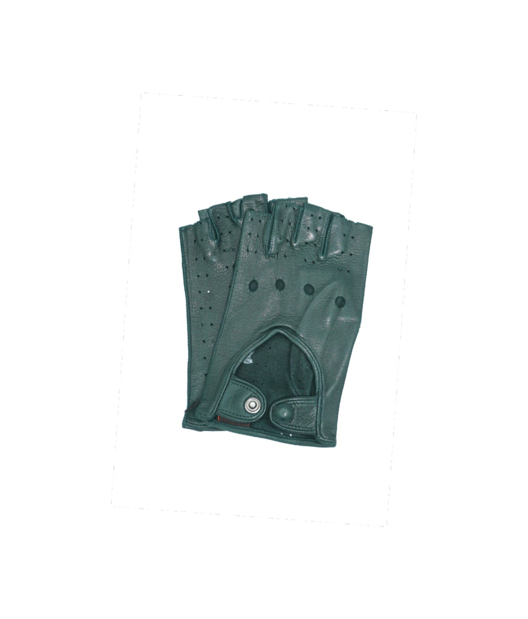 1029 Half Finger Kid Leather Driving Gloves Unlin. Dark Green 