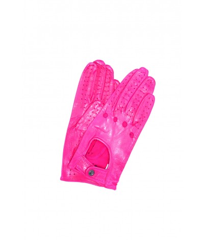 1028 Full Finger Kid Leather Driving Gloves Unlin. Fuchsia 