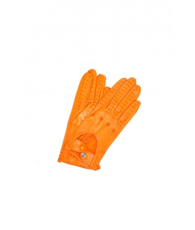 1028 Full Finger Kid Leather Driving Gloves Unlin. Light Orange 