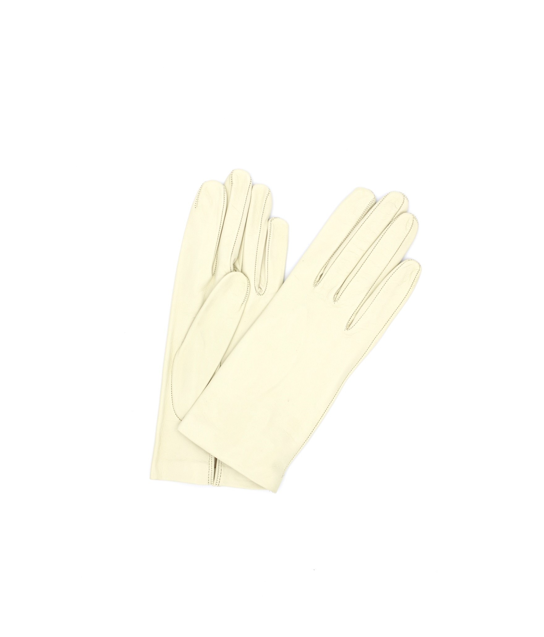 1002 Classic Kid Leather Gloves Silk Lined Cream 