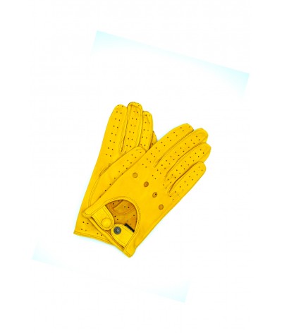 1028 Full Finger Kid Leather Driving Gloves Unlin. Yellow 