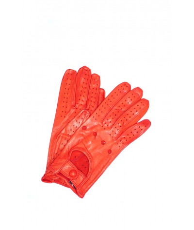 1028 Full Finger Kid Leather Driving Gloves Unlin. Red 