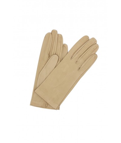 1002 Classic Kid Leather Gloves Silk Lined Beige/Taupe 