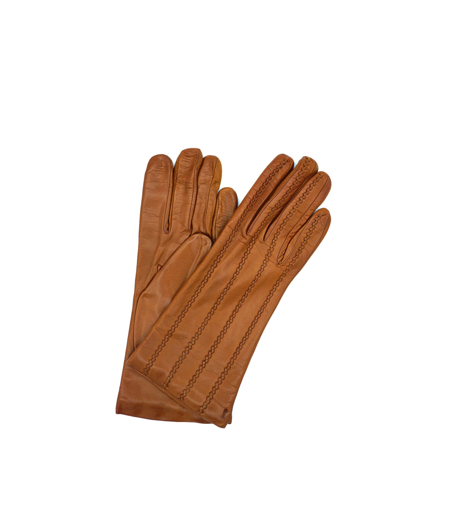 1128 Kid Leather Cashmere Lined Wrist Length Cognac 