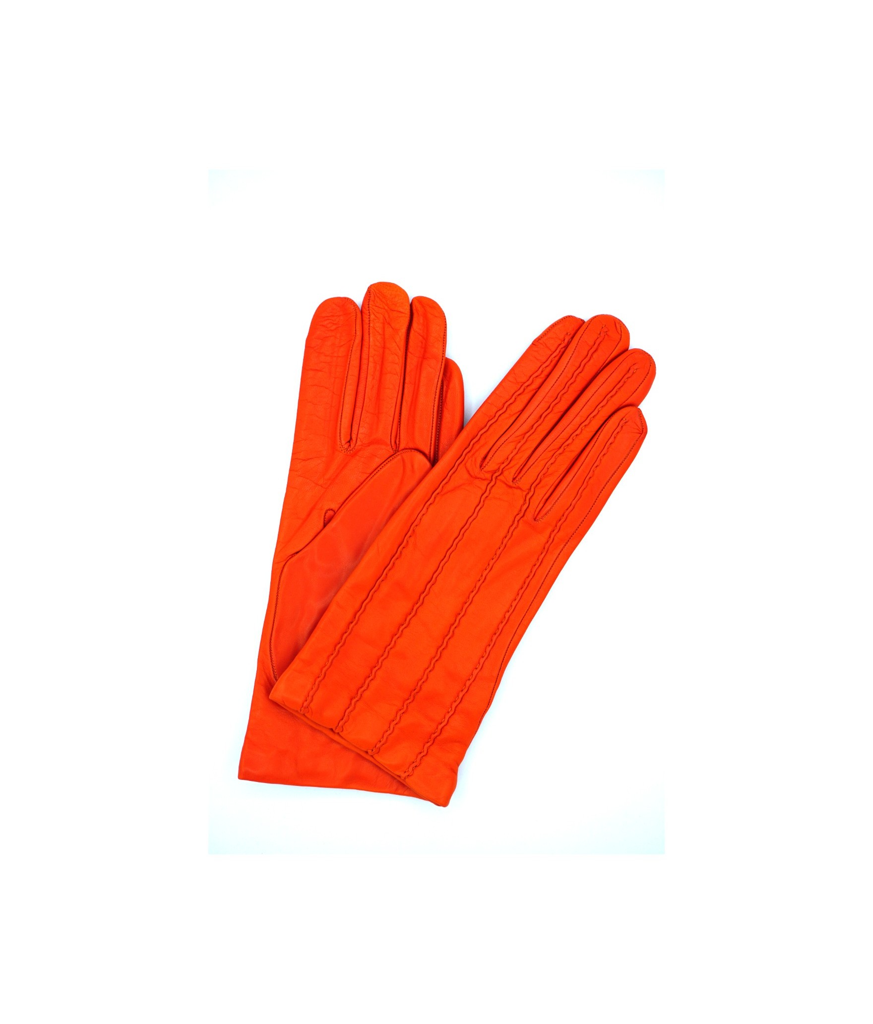 1128 Kid Leather Cashmere Lined Wrist Length Orange 