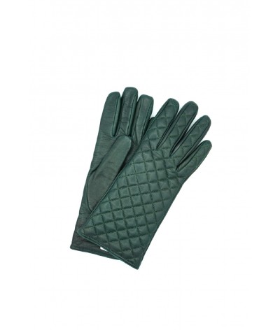1151 Kid Leather Cashmere Lined Quilted On Top D.Green 