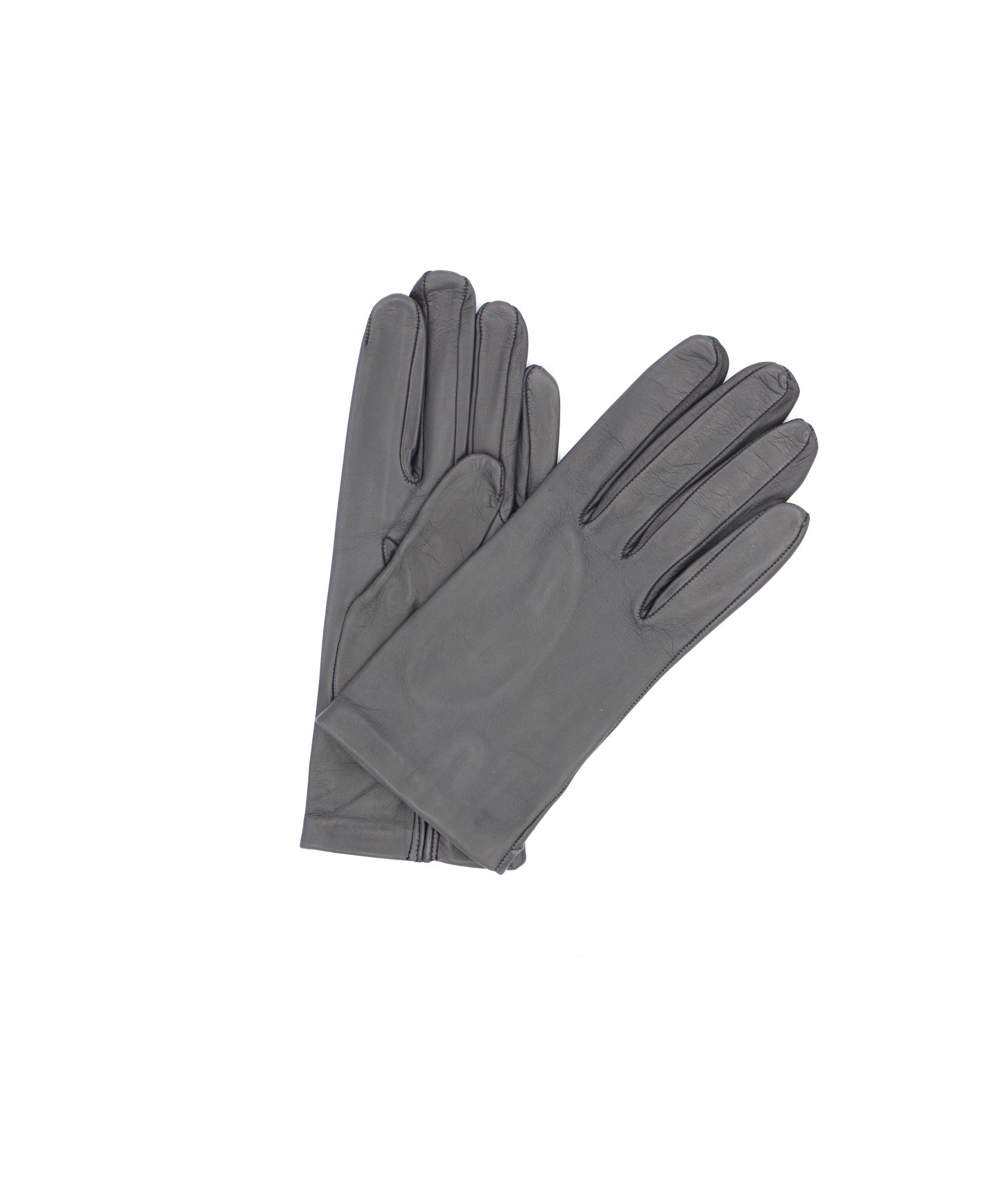 1002 Classic Kid Leather Gloves Silk Lined Dark Grey 