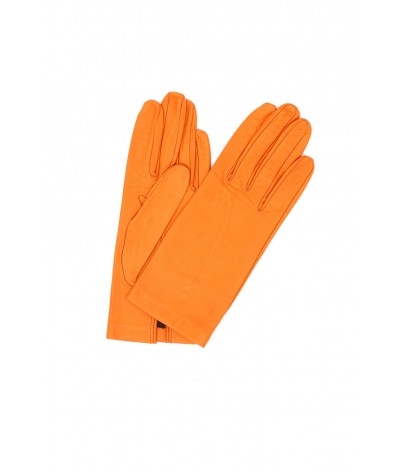 1002 Classic Kid Leather Gloves Silk Lined Light Orange 