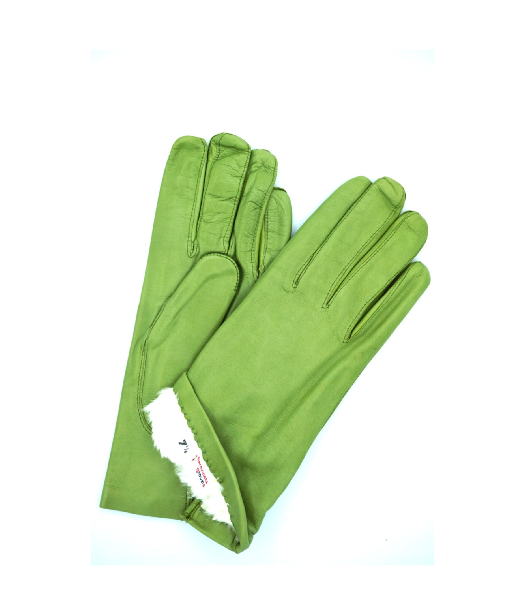 1022 Classic Leather Gloves Lined White Rabbit Pistachio 