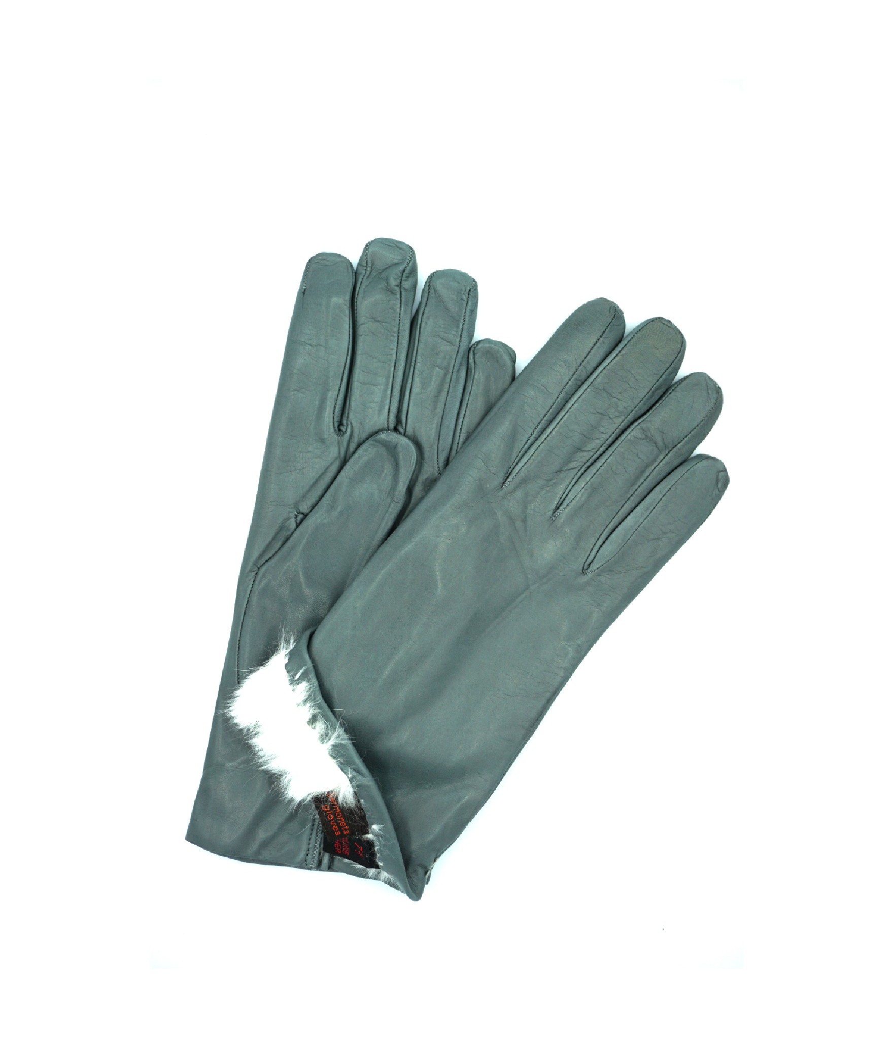 1022 Classic Leather Gloves Lined White Rabbit Grey 