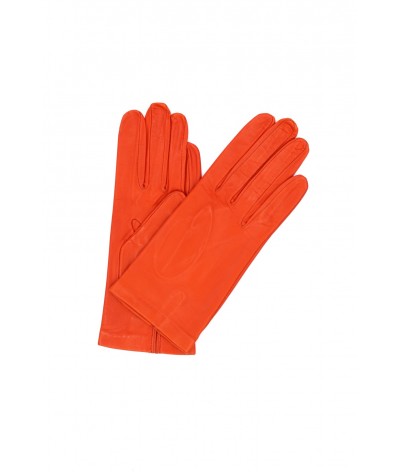 1002 Classic Kid Leather Gloves Silk Lined Orange 