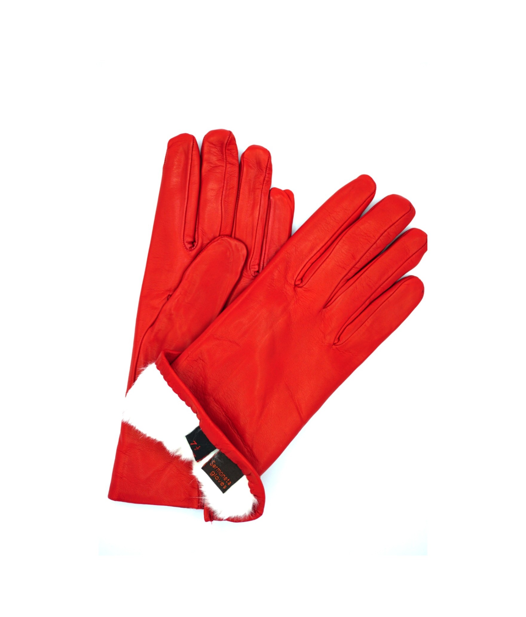 1022 Classic Leather Gloves Lined White Rabbit Dark Red 
