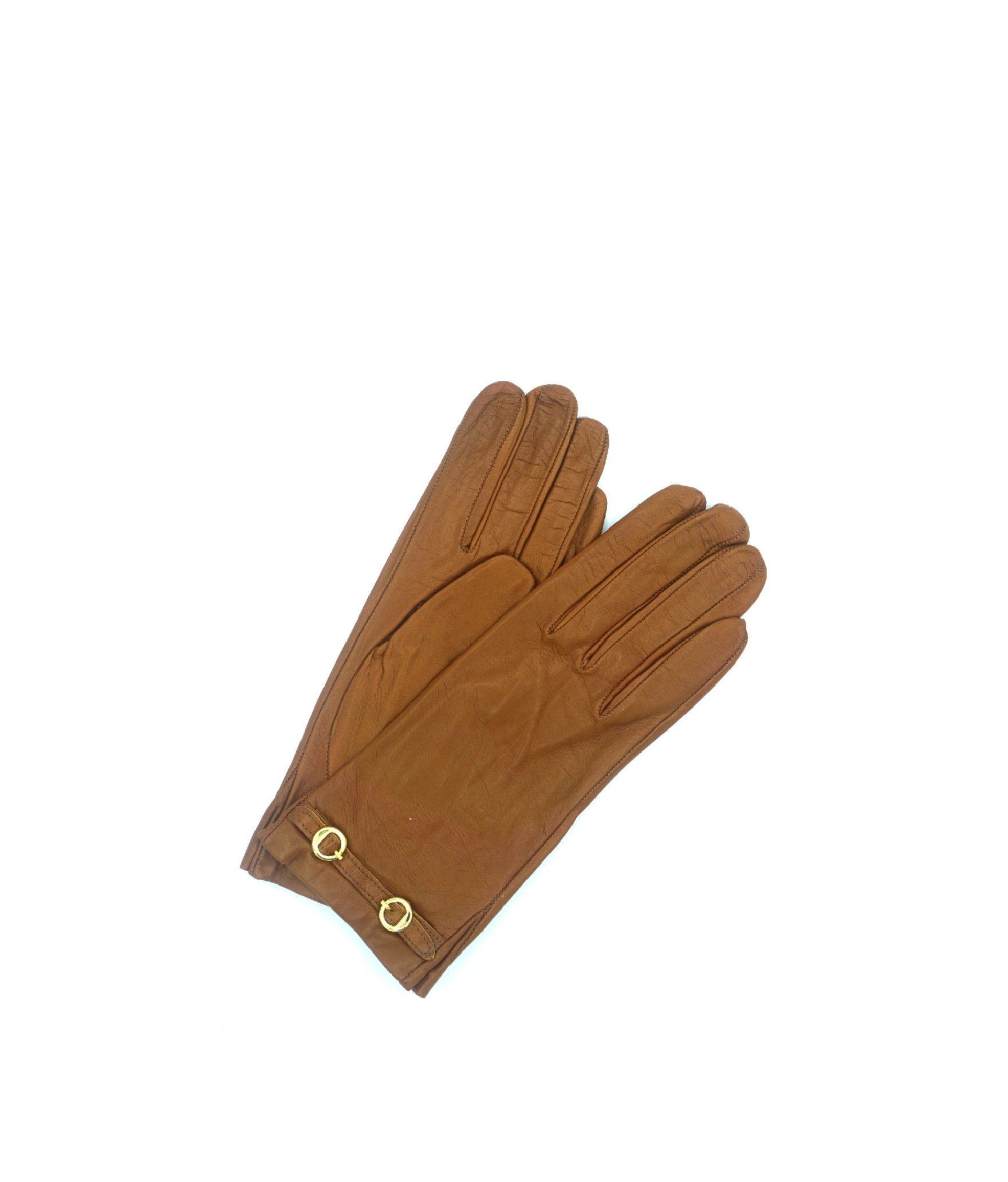 1263 Kid Leather Silk Lined Wrist Length Cognac 