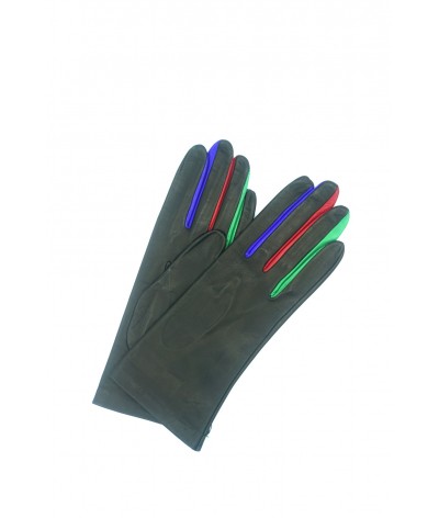 2200 Kid Leather Silk Lined Multicolor Finger Black 