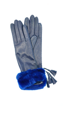 1218 Kid Leather Cashemer Lined Orylag Cuff M.L. Navy