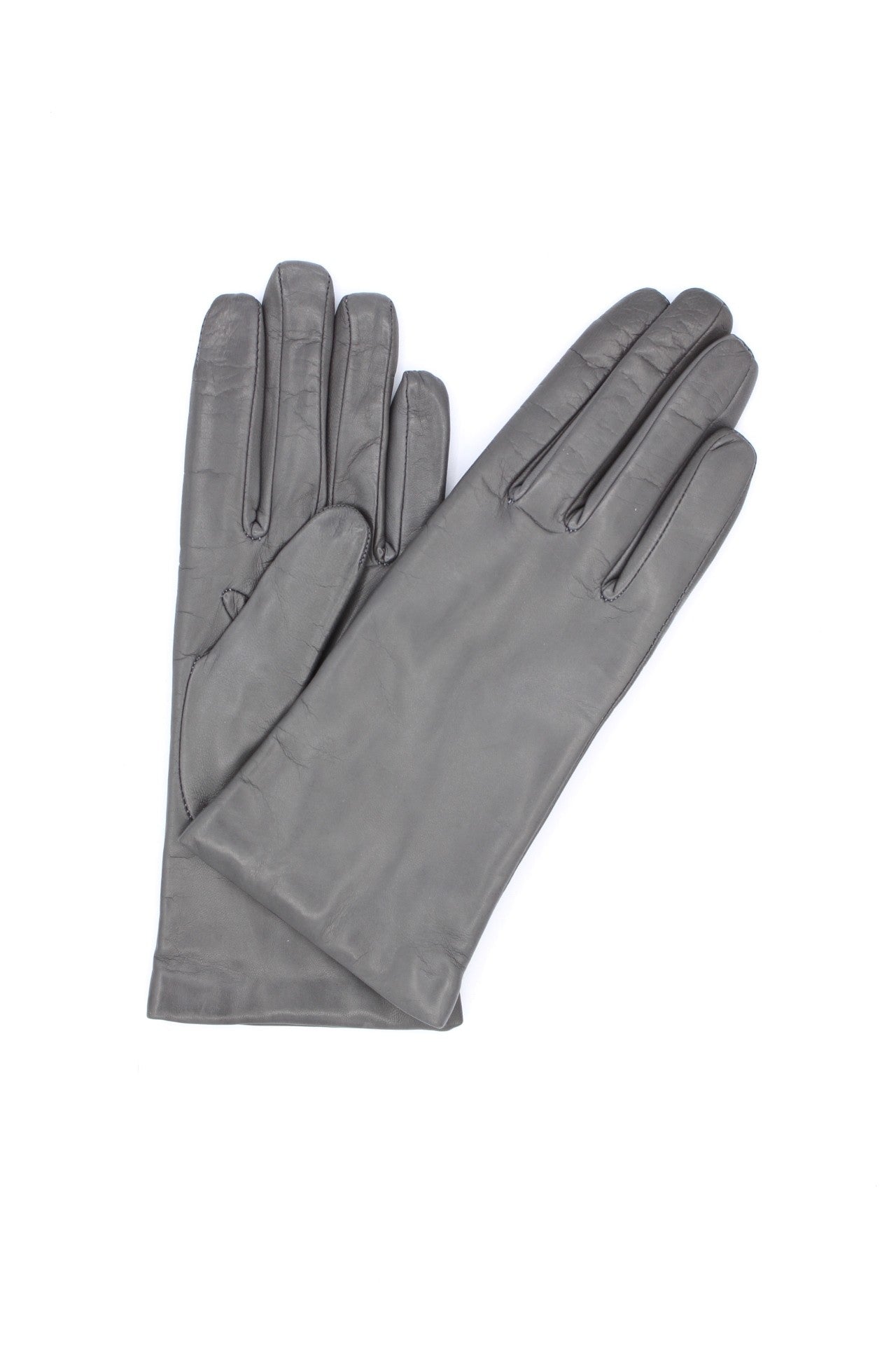 1011 Classic Kid Leather Gloves Cashmere Lined Medium Grey