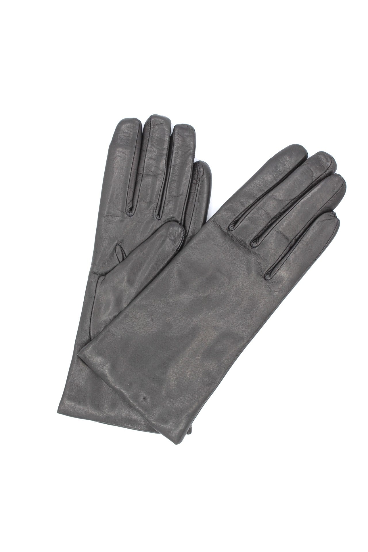 1011 Classic Kid Leather Gloves Cashmere Lined Dark Grey