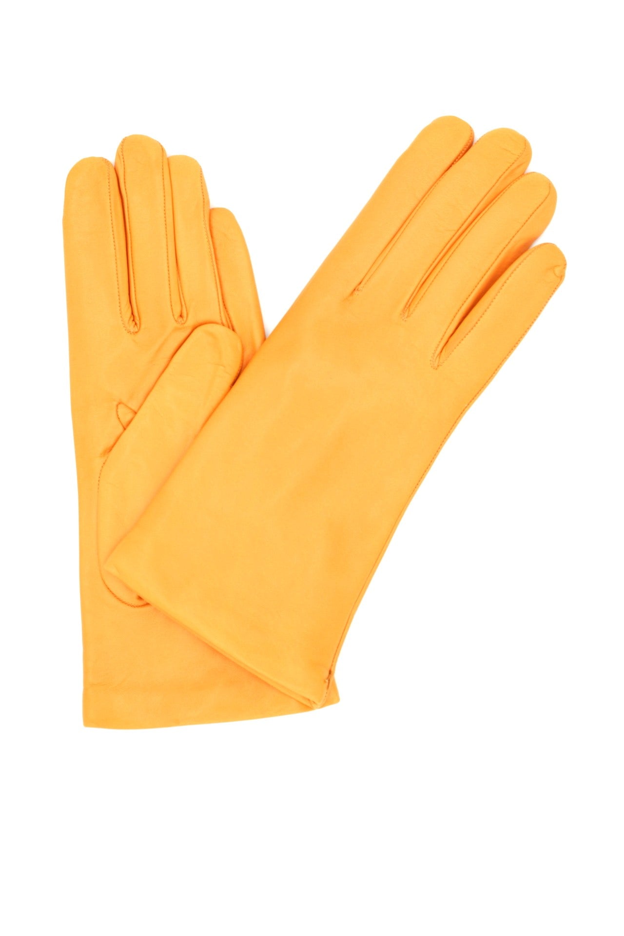 1011 Classic Kid Leather Gloves Cashmere Lined Light Orange